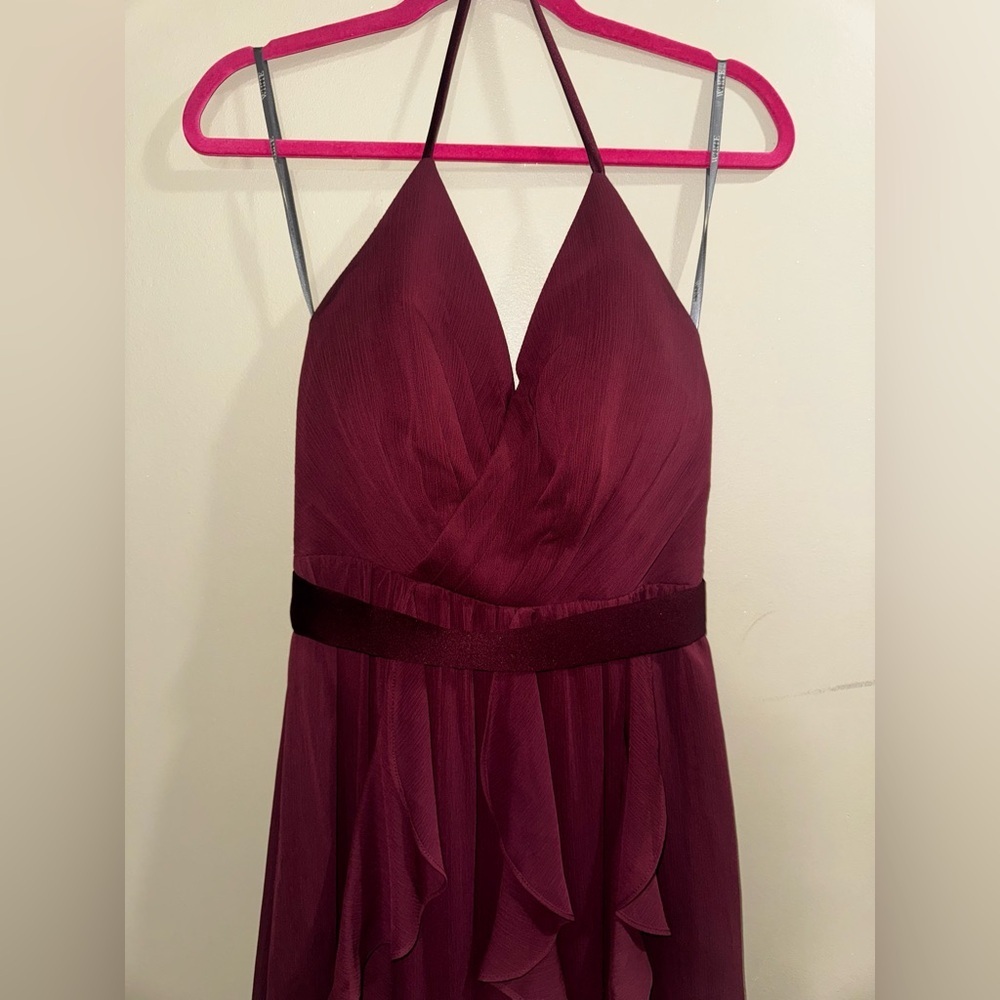 Vera Wang Deep Burgundy Halter Backless Dress - Picture 3 of 9